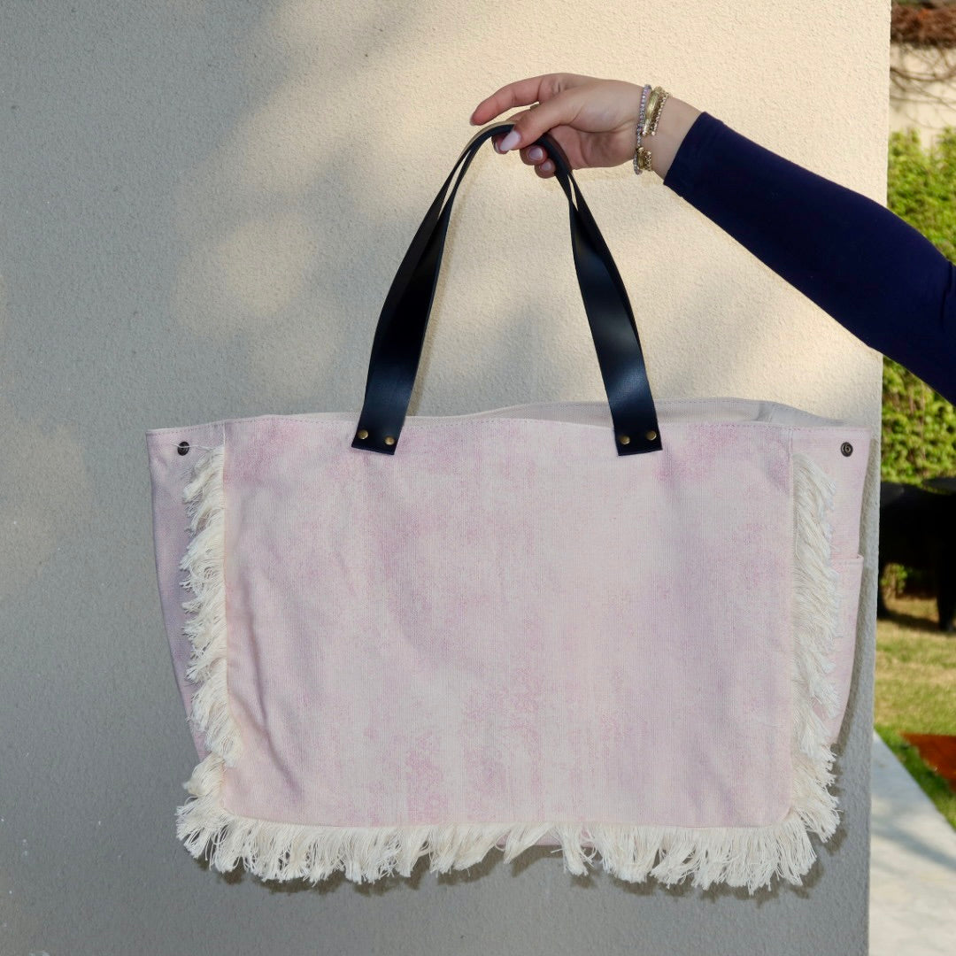 Bolsa Wallow Lilac com Alça de Couro Preto com Zíper