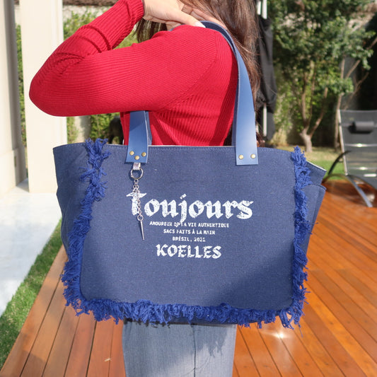 Bolsa Nuna Marinho com Alças de Couro Marinho