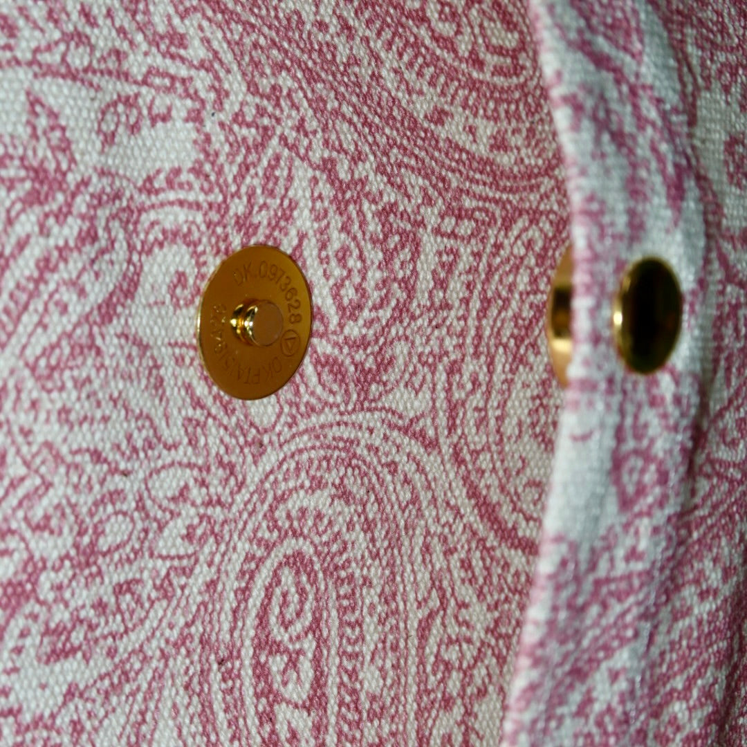 Bolsa Katrin Arabesque Rosa com Alças de Corrente e Couro Dourado