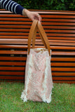 Bolsa Wallow Arabesque Terracota com Alça de Couro Caramelo com Zíper