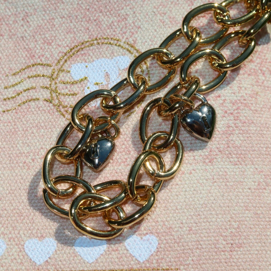 Necessaire Flat Rosa Estampada (Dourado e Branco)