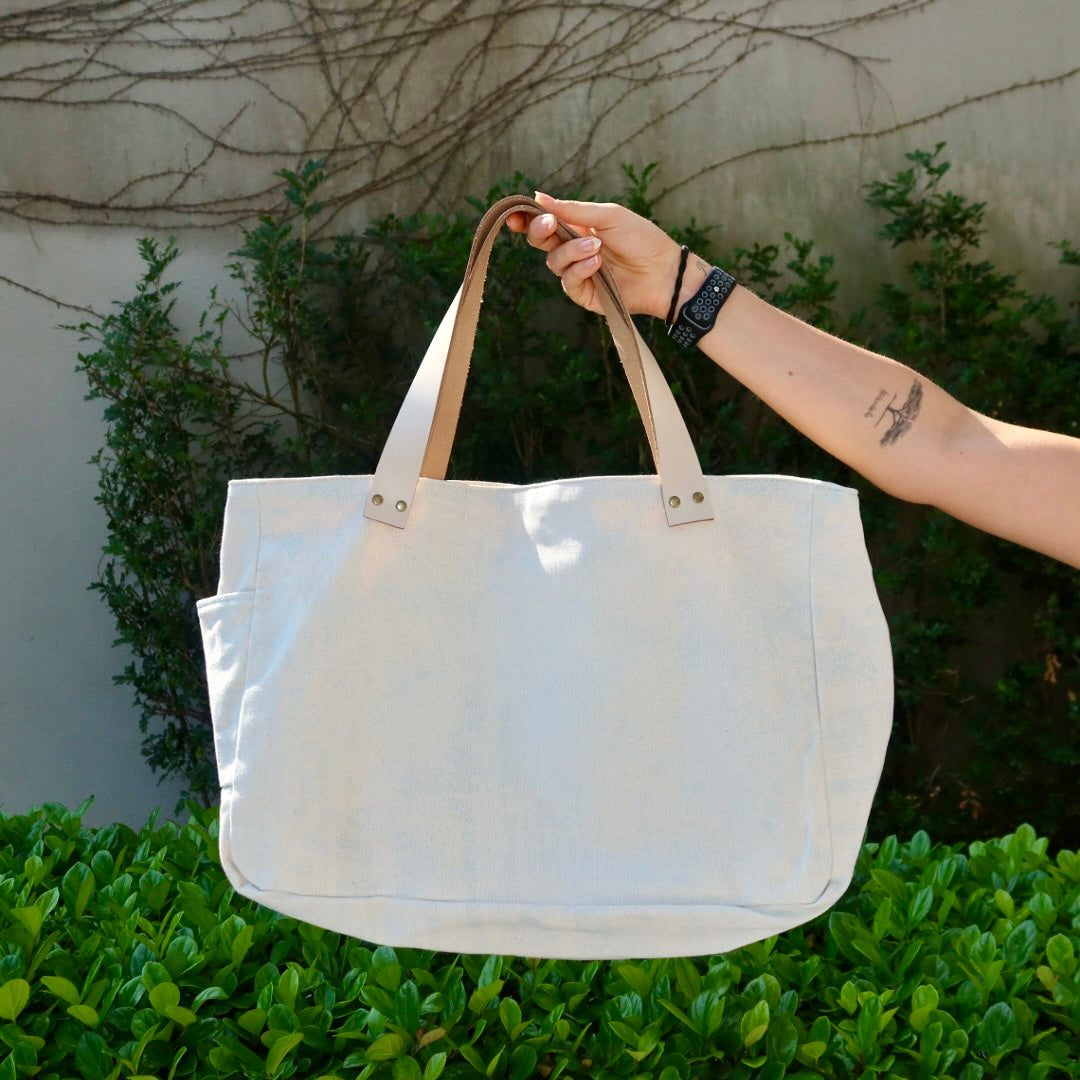 Bolsa Wallow Azul com Alça de Couro Off White