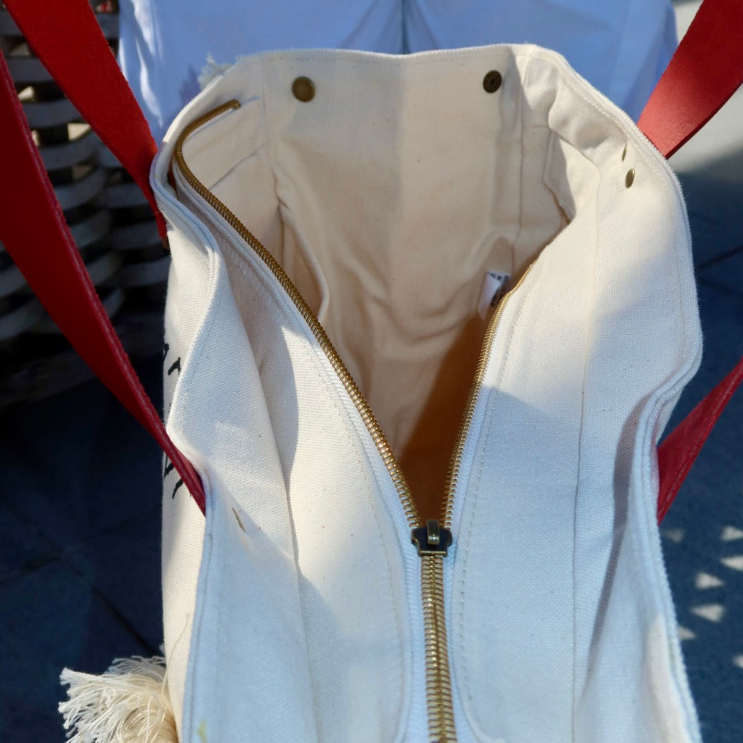 Bolsa Wallow Marilyn com Alça de Couro Duo Marrom e Off White com Zíper