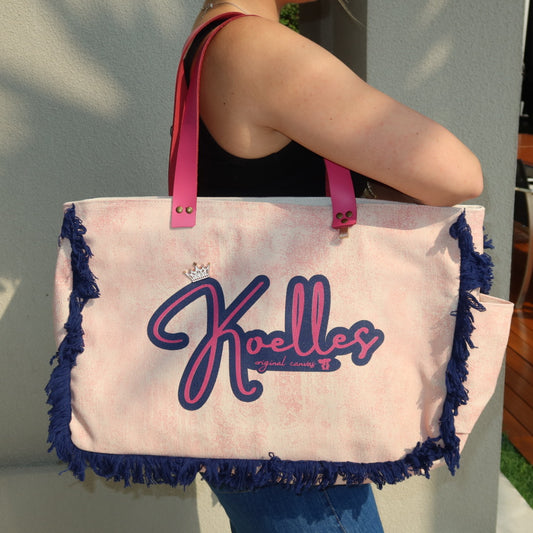 Bolsa Wallow Lilac com Alça de Couro Rosa Choque com Zíper