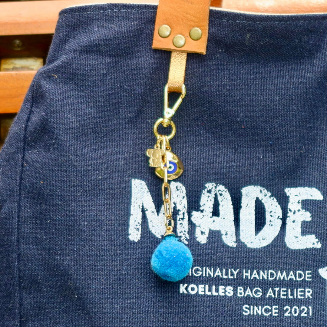 Bolsa Wallow Marinho com Alça de Couro Caramelo