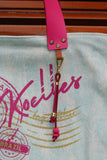 Bolsa Wallow Aqua com Alça de Couro Rosa Choque com Zíper