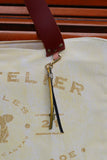 Bolsa Wallow Amarelo com Alça de Couro Marrom com Zíper