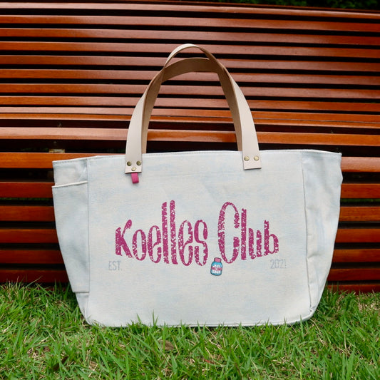 Bolsa Nuna Azul com Alças de Couro Off White