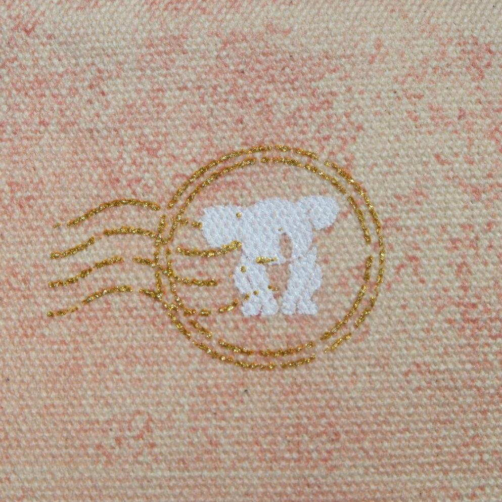 Necessaire Flat Rosa Estampada (Dourado e Branco)