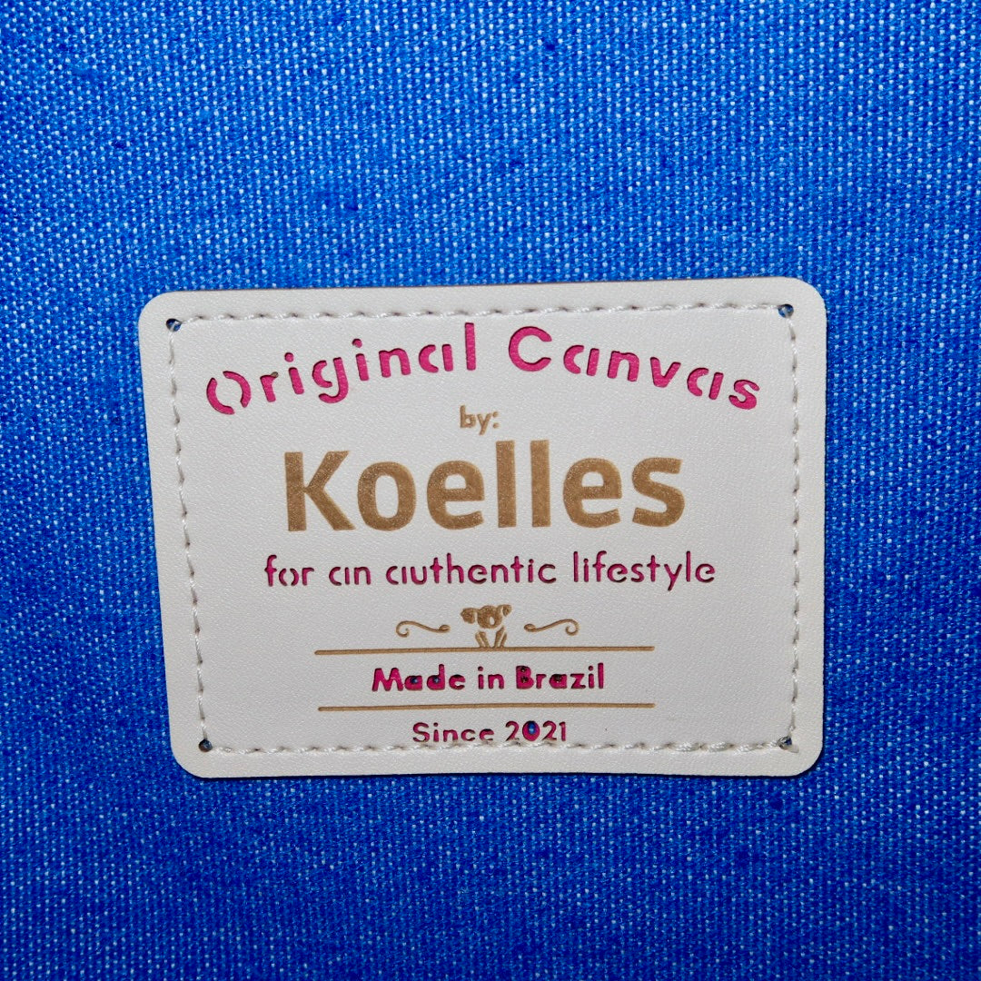 Bolsa Wallow Azul Port com Alça de Couro Marrom