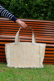 Bolsa Nuna Laranja com Alças de Couro Off White com Zíper