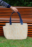 Bolsa Nuna Laranja com Alças de Couro Marinho