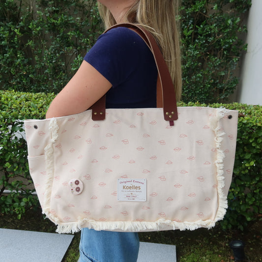 Bolsa Wallow Beijinho Rosa com Alça de Couro Marrom