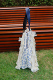 Bolsa Wallow Good Vibes Azul com Alça de Couro Marinho e Preto com Zíper