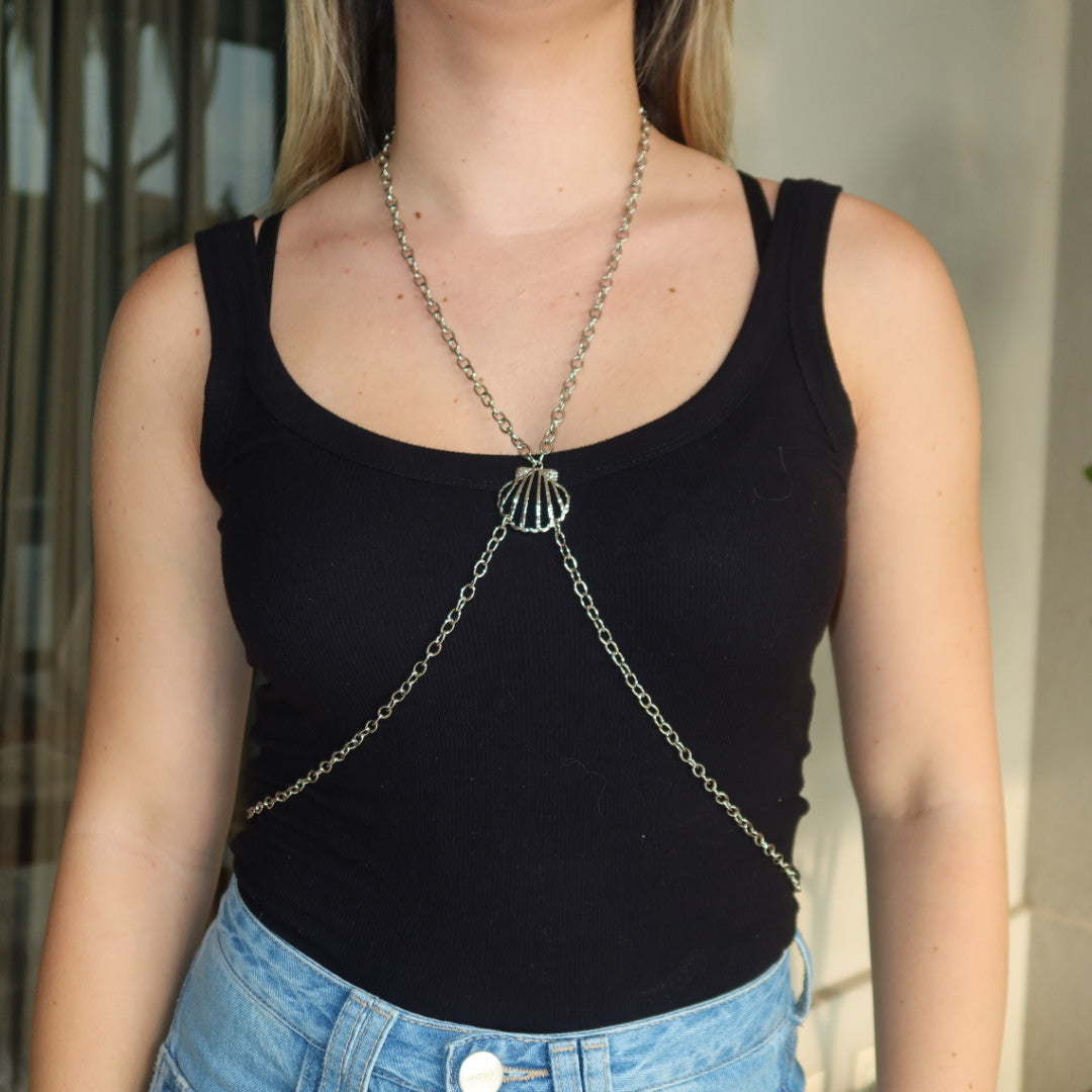 Body Chain Concha Prata