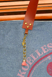 Bolsa Wallow Jeans Claro com Alça de Couro Marrom