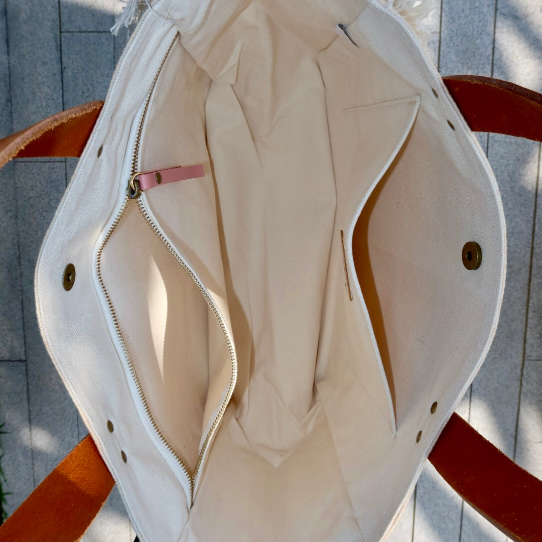 Bolsa Nuna Laranja com Alças de Couro Caramelo