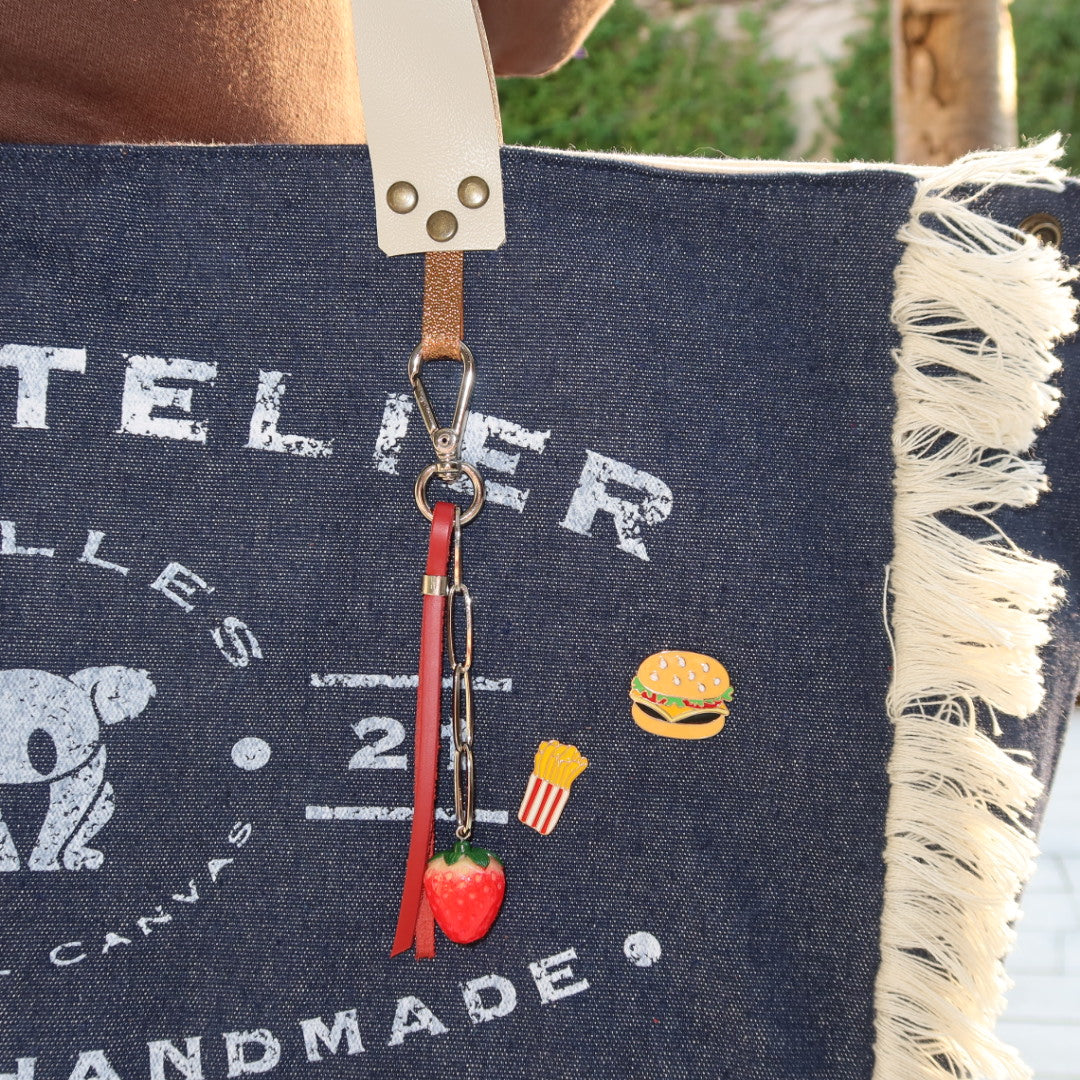 Bolsa Wallow Jeans Escuro com Alça de Couro Off White