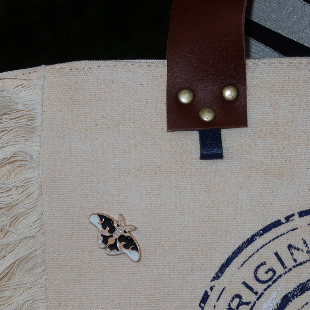 Bolsa Nuna Bege com Alças de Couro Marrom Escuro