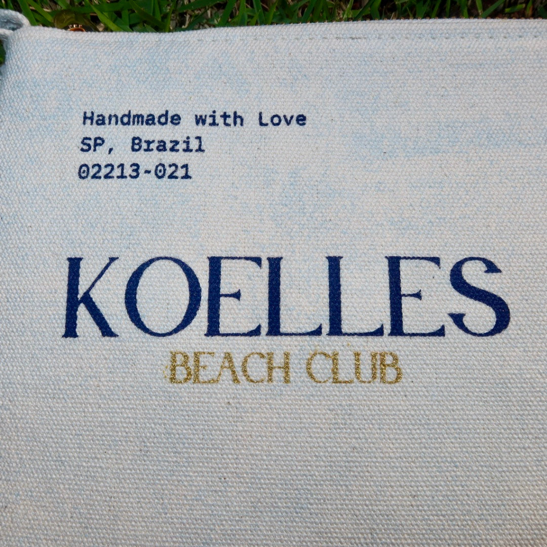 Necessaire Flat Azul Estampada (Marinho e Dourado)