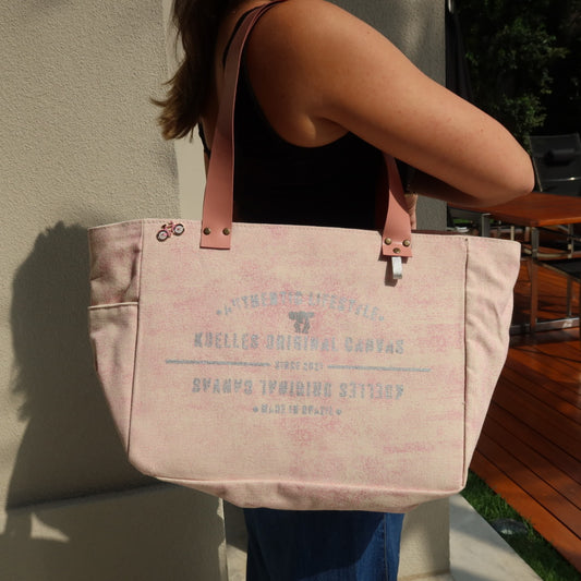 Bolsa Nuna Lilac com Alças de Couro Rosa Claro