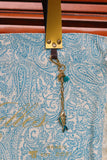 Bolsa Wallow Arabesque Turquesa com Alça de Couro Dourado com Zíper