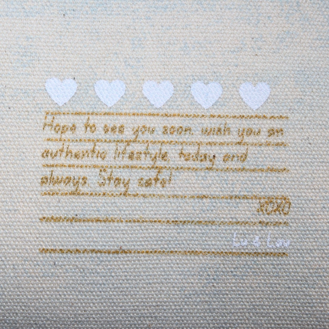 Necessaire Flat Azul Estampada (Dourado e Branco)