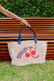 Bolsa Nuna Rosa com Alças de Couro Marinho com Zíper