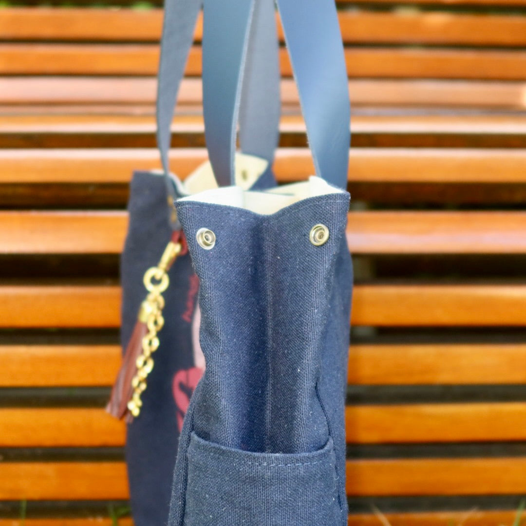 Bolsa Wallow Marinho com Alça de Couro Marinho