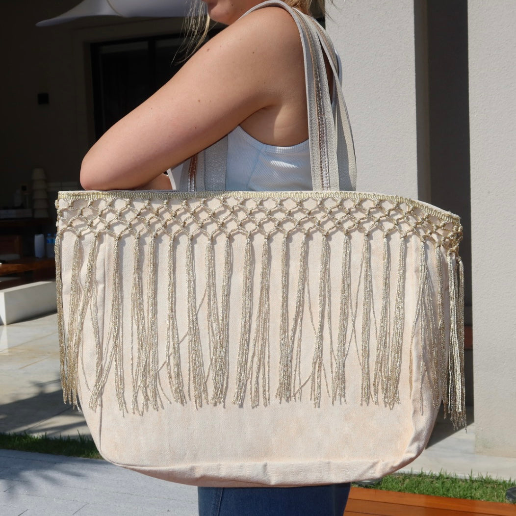 Bolsa Wallow Bege Gold Edition com Zíper