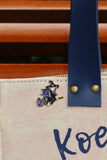 Bolsa Nuna Lilac com Alças de Couro Marinho com Zíper