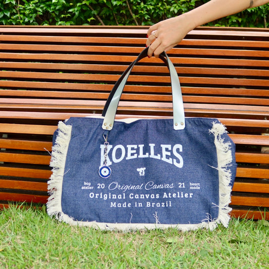 Bolsa Wallow Jeans com Alça de Couro Prata