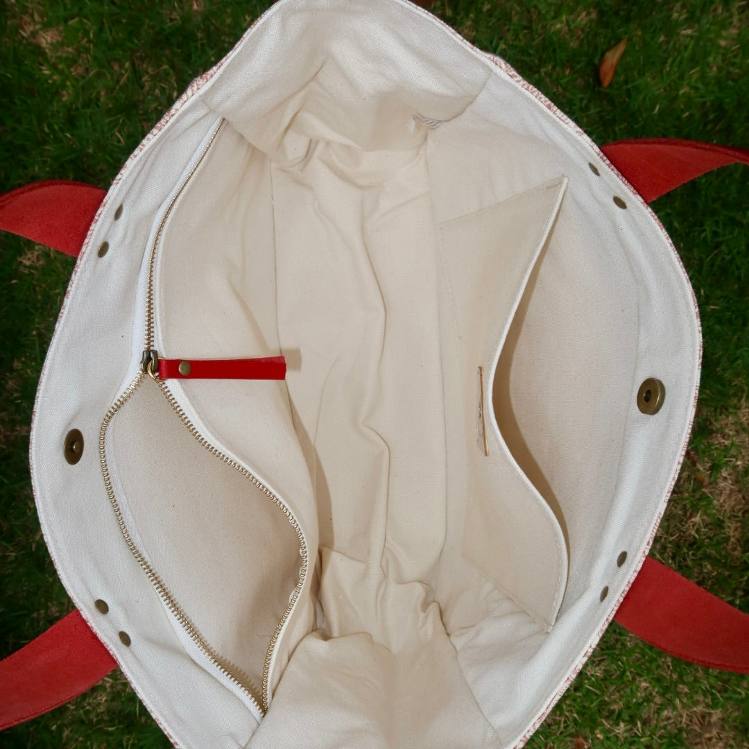 Bolsa Wallow Arabesque Terracota com Alça de Couro Vermelha