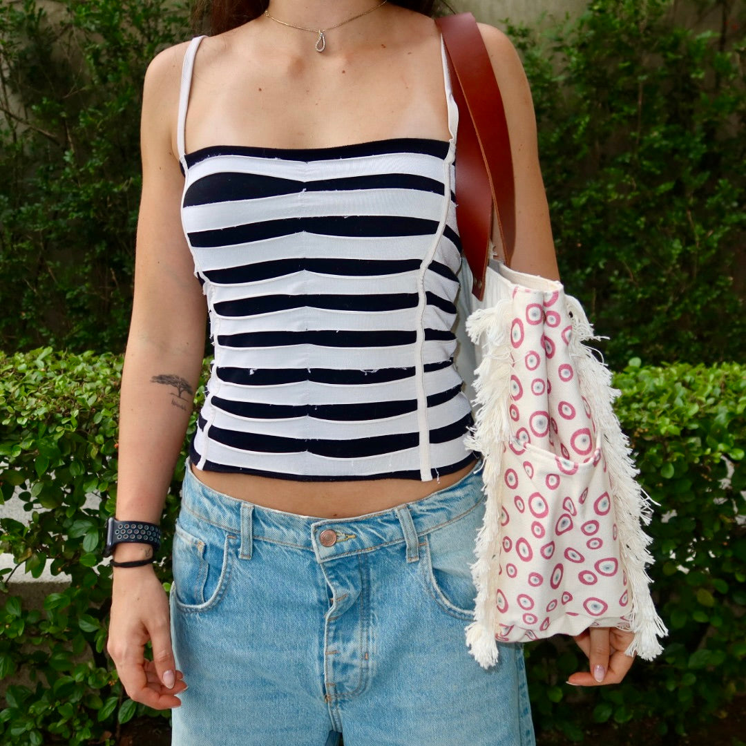 Bolsa Wallow Good Vibes Rosa com Alça de Couro Marrom com Zíper