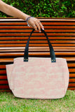 Bolsa Nuna Rosa com Alças de Couro Preto
