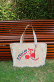 Bolsa Nuna Laranja com Alças de Couro Off White com Zíper