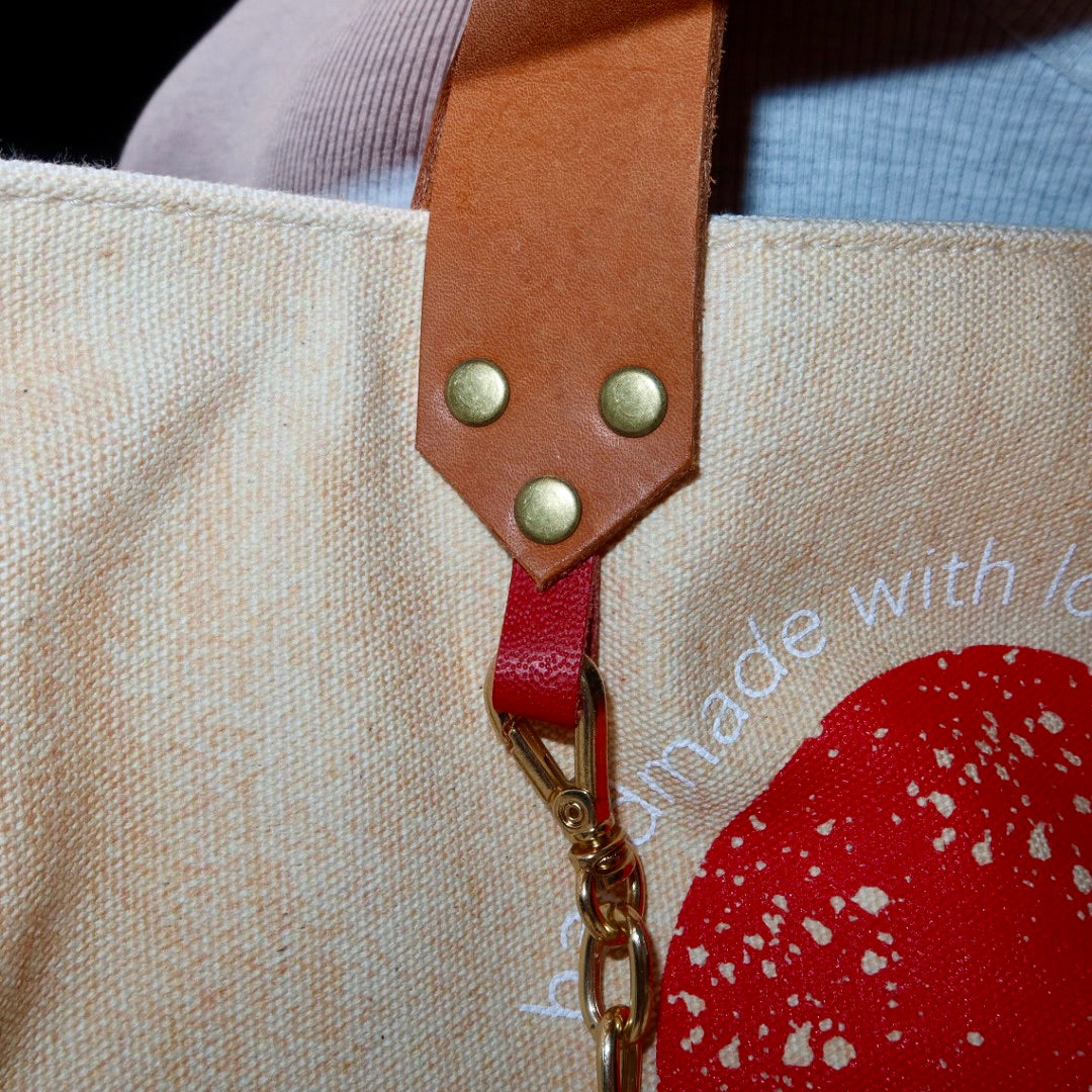 Bolsa Wallow Laranja com Alça de Couro Caramelo