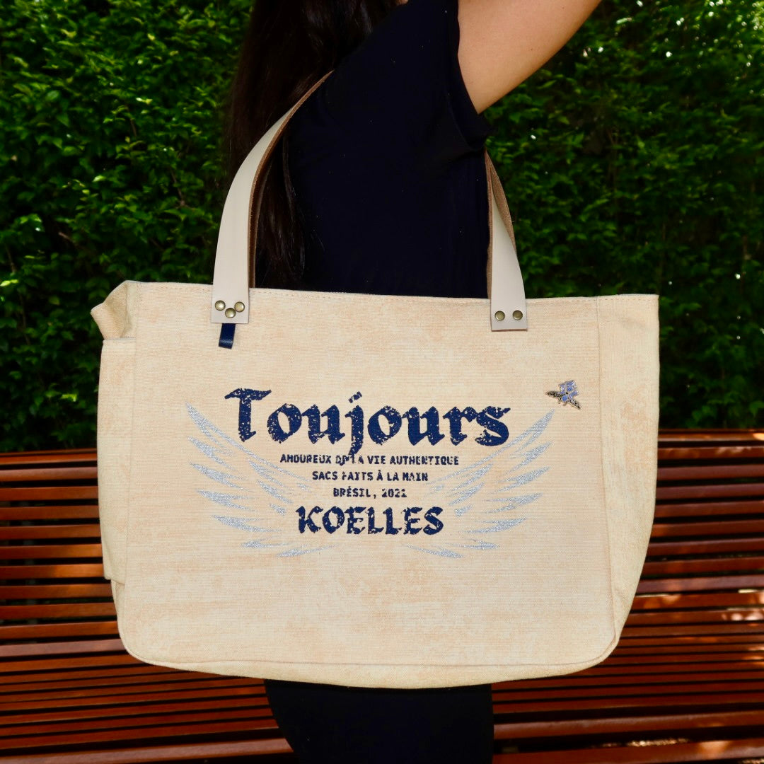 Bolsa Nuna Laranja com Alças de Couro Off White