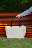 Bolsa Nuna Aqua com Alças de Couro Preto