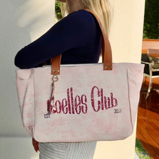 Bolsa Nuna Lilac com Alças de Couro Marrom Claro