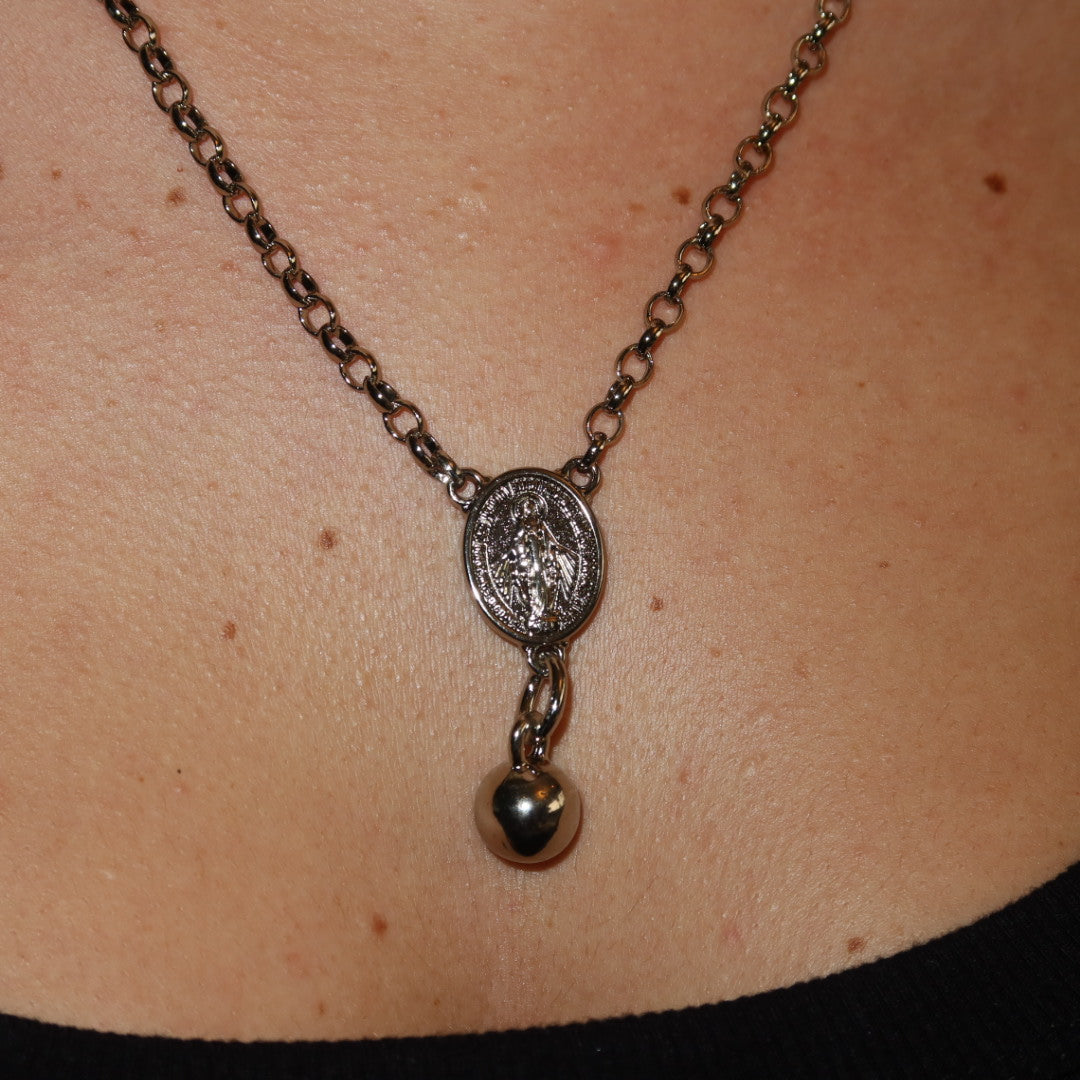 Colar Nossa Senhora Prata com Pingente