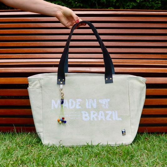 Bolsa Nuna Verde com Alças de Couro Preta