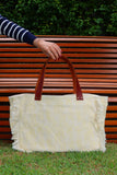 Bolsa Wallow Amarelo com Alça de Couro Marrom com Zíper