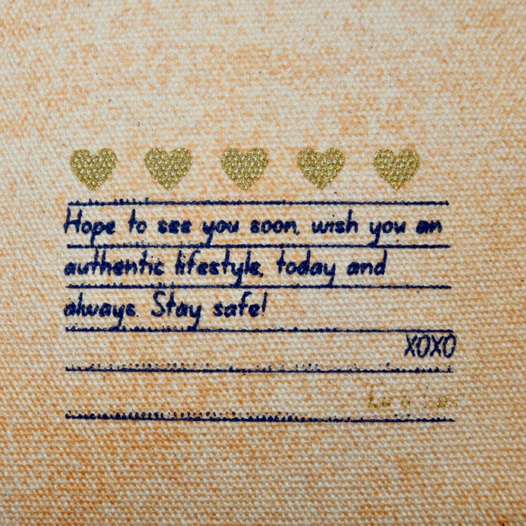 Necessaire Flat Laranja Estampada (Marinho e Dourado)