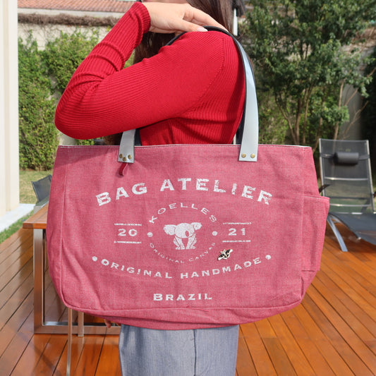Bolsa Wallow Vinho com Alça de Couro Prata