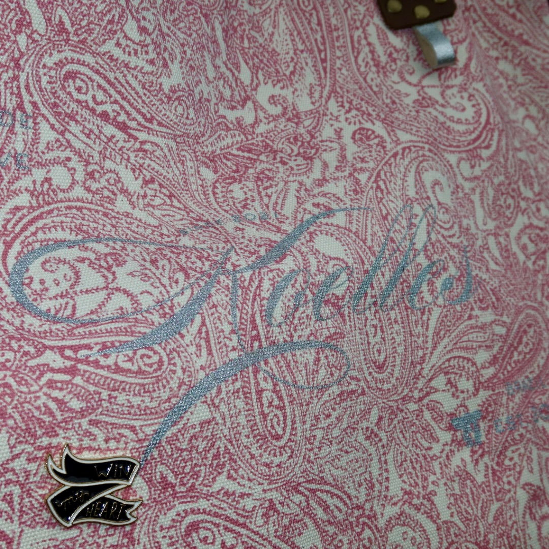 Bolsa Wallow Arabesque Rosa com Alça de Couro Marrom