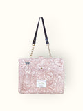 Bolsa Katrin Arabesque Terracota com Alças de Corrente e Couro Marrom Escuro