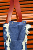 Bolsa Wallow Jeans com Alça de Couro Marrom