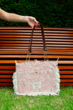 Bolsa Katrin Arabesque Terracota com Alças de Corrente e Couro Marrom