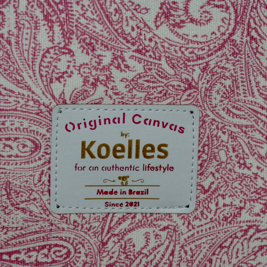 Bolsa Katrin Arabesque Rosa com Alças de Corrente e Couro Dourado